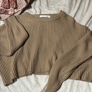 Altar'd State Taupe Ribbed Sweater
